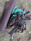 VARIOUS SADDLE BLANKETS, BRIDLES, HALTERS