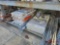 CONTENTS OF THREE SHELVES, CONSTRUCTION SIGNS, BARRICADES, METAL PIPE FITTINGS AND ALUMINUM STEPS