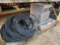 CONTENTS OF TWO SHELVES, ELECTRICAL WIRE, HEYWARD POOL PUMP