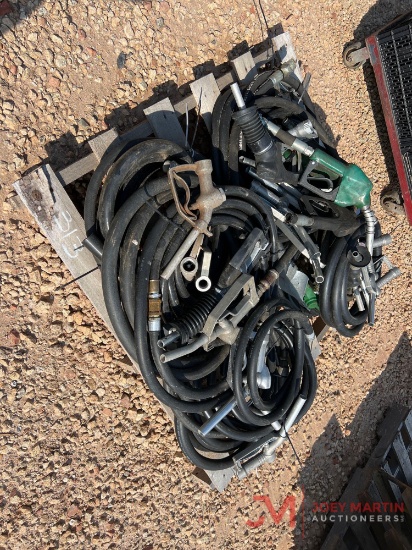 PALLET OF VARIOUS FUEL HOSES AND NOZZLES
