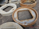 (2) CONCRETE LIDS WITH SQUARE OPENINGS