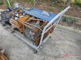 ROLLING SHOP CART WITH TORCH HOSES, METAL RACK, AND CABLE