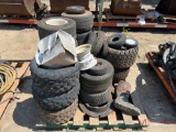 CONTENTS OF PALLET, VARIOUS GOLF CART AND ATV TIRES AND WHEELS