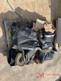 CONTENTS OF PALLET, VARIOUS TARPS, AND STRAPS