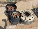 VARIOUS HOOKS AND SPOOL OF CABLE
