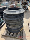 PALLET OF RUBBER SAFETY BARREL BASES