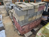 PALLET OF RED AND PEWTER DECORATIVE CONCRETE BLOCKS