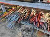 CONTENTS OF THREE SHELVES, CONVEYOR BELT, CONSTRUCTION SIGNS, STANDS