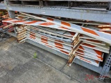 CONTENTS OF THREE SHELVES, CONSTRUCTION BARRICADES AND METAL STEPS