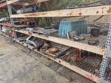 CONTENTS OF TWO SHELVES, WATER METER BOX, VARIOUS METAL PIPE FITTINS, METAL VALVE, AND ELECTRICAL BO