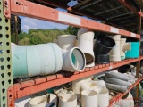CONTENTS OF SHELF, VARIOUS PLASTIC AND PVC PIPE FITTINGS