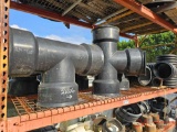 CONTENTS OF SHELF, VARIOUS PLASTIC AND PVC PIPE FITTINGS