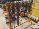 METAL RACK WITH VARIOUS CHAINS AND SLINGS
