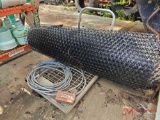 ROLLING METAL SHOP CART, PLASTIC MESH FENCE, AIR HOSE
