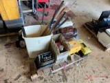 CONTENTS OF PALLET GOLF CLUBS, TOOLS, FISHING POLES