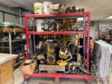 ROLLING SHOP CART WITH ENGINES AND MULTIPLE ENGINE PARTS