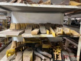 SHELF OF VARIOUS BUCKET TEETH AND SHANKS