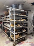 ROLLING SHOP SHELF AND SPOOLS OF FOAM TUBING