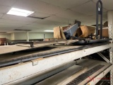 CONTENTS OF 4 SHELVES VARIOUS PARTS, LIGHT FIXTURES, DUMP TRUCK TARP PARTS