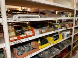 CONTENTS OF 5 SHELVES VARIOUS NAILS, FENCE PARTS, BUILDING SUPPLIES
