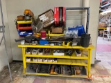 ROLLING TABLE WITH CONTENTS, VARIOUS TRUCK AND TRAILER LIGHTS