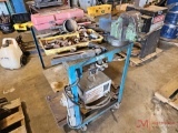 BLUE ROLLING CART WITH VISE AND ALL CONTENTS