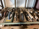 CONTENTS OF BACK SHELF, CONCRETE TROWELS AND TOOLS