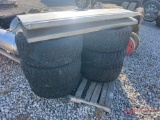 PALLET WITH (6) TIRES AND (2) TAILGATES