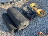 MATTING, OIL DRUM AND (2) WHEELS