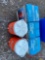 (5) COOLERS AND (2) TOTES OF FIRST AID KITS