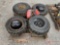 CONTENTS OF PALLET: HONDA FOUR WHEELER TIRES & WHEELS, 2 HELMETS, ALTERNATOR