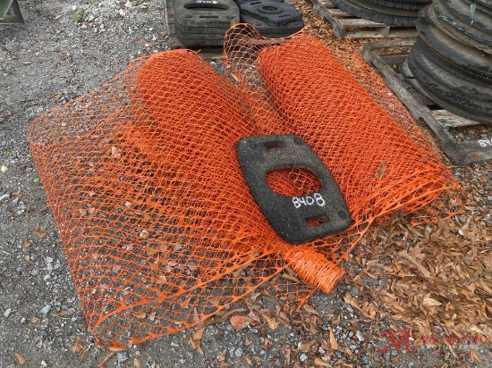 NUMEROUS PLASTIC SAFETY BARRELS & (7) PALLETS OF BARREL WEIGHTS