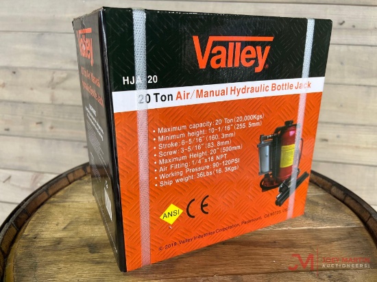 NEW VALLEY 20 TON AIR / HYDRAULIC BOTTLE JACK