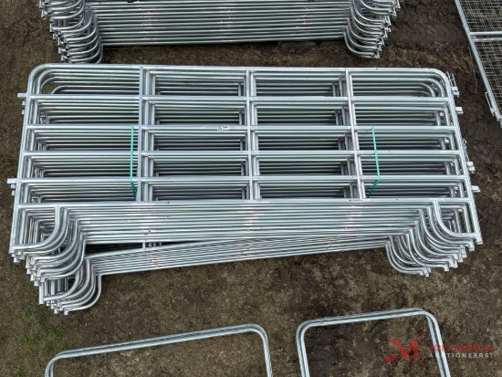 (1) NEW 12' GALVANIZED CORRAL PANEL WITH PINS