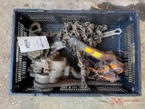 CRATE OF (2) 3 /4 TON COFFING......LEVER CHAIN HOIST & (1) BEEBE LEVER CHAIN HOIST
