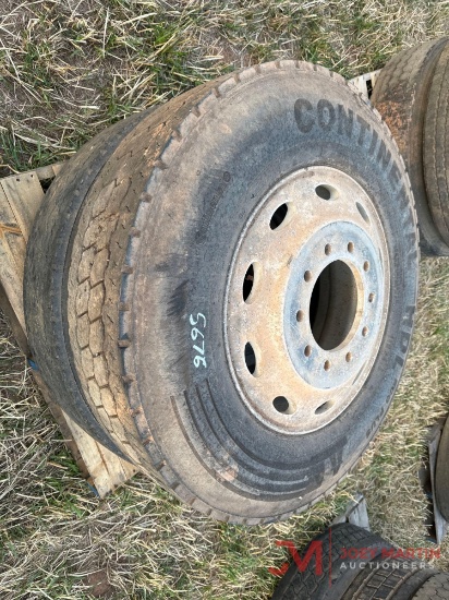 (2) 11R-24.5 TRUCK TIRES W/ ALCOA ALUMINUM WHEELS
