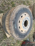 (2) 11R-24.5 TRUCK TIRES W/ ALCOA ALUMINUM WHEELS