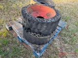 PALLET OF SOLID SKID STEER TIRES & WHEELS