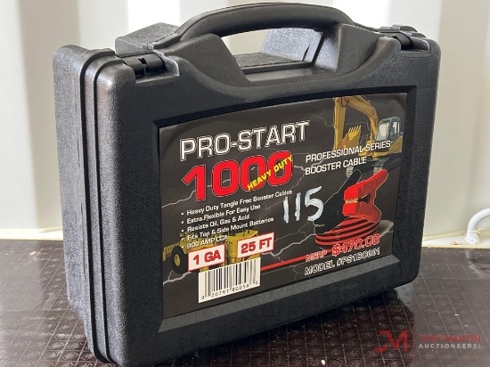 (1) NEW/UNUSED PRO-START 1000 HD 1GA 25' BOOSTER CABLES W/ PLASTIC CARRY CASE