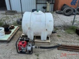 225 GALLON PLASTIC TANK WITH PREDATOR 212 CC GAS POWERED PUMP WITH HOSES