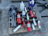 CONTENTS OF PALLET: FIRE EXTINGUISHERS, CHAIR