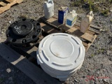 CONTENTS OF PALLET TRASH CAN ROLLERS AND LIDS
