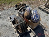 CONTENTS OF PALLET: HELMET, ROPE, BLOWER, EXT. CORD, HEDGE TRIMMER