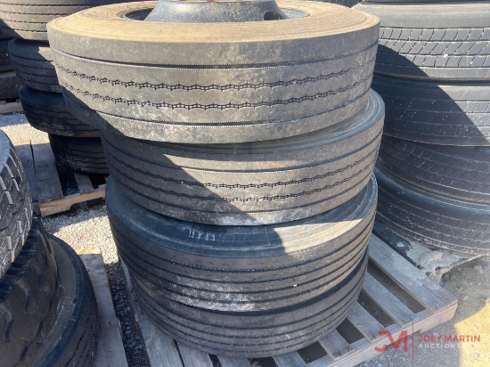 (4) 11R22.5 TRUCK TIRES & STEEL WHEELS