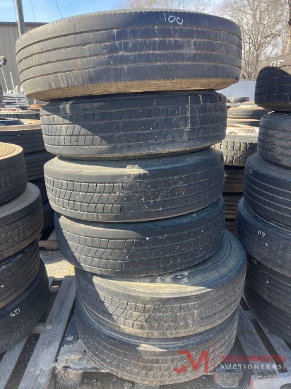 (6) 11R24.5 TRUCK TIRES & ALUMINUM WHEELS