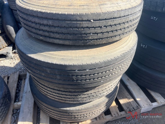 PALLET OF (4) VARIOUS TIRES & STEEL WHEELS