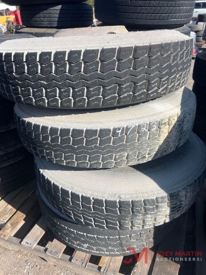 PALLET OF (4) 11R22.5 TIRES & STEEL WHEELS