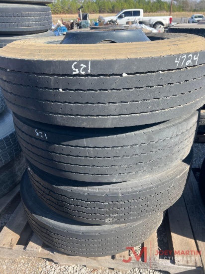 PALLET OF (4) 11R22.5 TIRES & STEEL WHEELS
