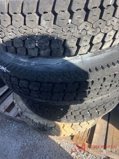 PALLET OF (4) VARIOUS TIRES & STEEL WHEELS