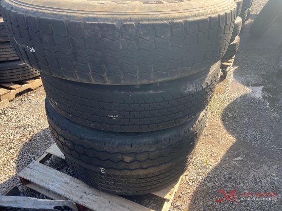 PALLET OF (4) 11R24.5 TIRES & ALUMINUM WHEELS